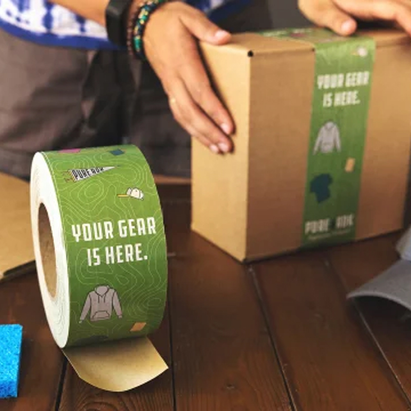 Cinta de embalaje de papel Kraft reforzada activada por agua impresa personalizada de fábrica