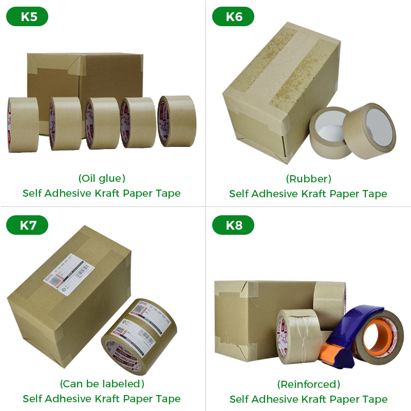 Fabricante al por mayor de cinta de papel Kraft autoadhesiva reforzada degradable, ecológica, impresa personalizada